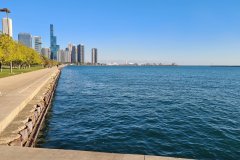 Chicago Lakefront Trail with Downtown Skyline, Lake Michigan