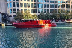 Chicago Fire Department Boat on the Chicago River, Downtown Chicago