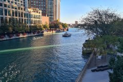 Chicago River Cityscape View from Downtown Chicago