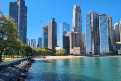 Oak Street Beach and Chicago Lakefront Skyline, Downtown Chicago