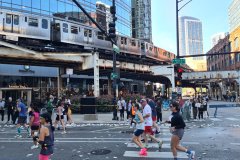 Chicago Marathon Runners Passing Under the 'L' Train, Wells Street, Downtown Chicago