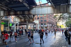 Chicago Marathon Participants Running Under Elevated Train, River North, Downtown Chicago