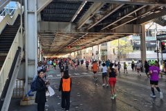 Chicago Marathon Runners Passing Kinzie Street Under Elevated Train, River North, Downtown Chicago