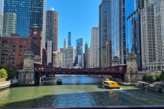 Chicago River with LaSalle Street Bridge and Downtown Skyscrapers, River North, Chicago