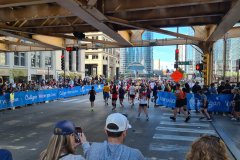 Chicago Marathon Runners Passing Wells Street Bridge, River North, Chicago