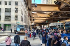 Chicago Marathon Spectators Along Wacker Drive Under L Train Tracks, Downtown Chicago