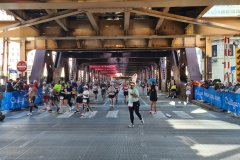 Runners Passing Through Wells Street Bridge During 2025 Chicago Marathon, Downtown Chicago