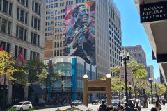 Mural of Blues Guitarist on Chicago Downtown Building