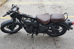 Vintage-Style Motorcycle Parked in Urban Lot, Chicago, Illinois