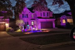 Halloween-Decorated Suburban Home at Dusk, Chicago Suburbs, Illinois