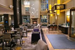 Modern Hotel Lounge with Fireplace, Downtown Chicago, Illinois
