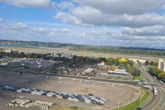 Autumn Aerial View of Runways and Airport District at Portland International Airport (PDX), Oregon