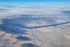 Autumn Aerial View of a Major River Corridor across the Semi-Arid American West