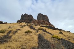 Twin Basalt Towers Above Hat Rock State Park, Oregon