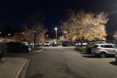 Autumn Night Parking Lot in Golden, Colorado — Suburban Foothills Evening Scene