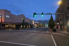 13th Street and Washington Avenue at Dusk, Golden, Colorado — Downtown Front Range Streetscape