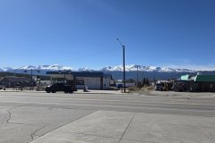 South Park Highway with Snow-Capped Mosquito Range, Fairplay Area, Colorado — High Country Townscape