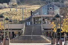 Aspen Mountain Gondola Base Framed by Fall Color, Aspen, Colorado