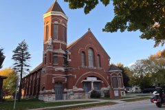 Historic Brick Church at Sunset in Odell