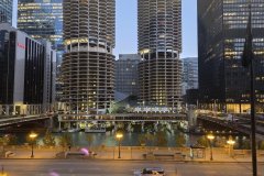 Marina City Towers Along the Chicago River in Chicago