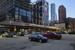 Chicago Elevated Train and Downtown Architecture at Dusk