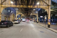 Under the Chicago Elevated Tracks at Dusk