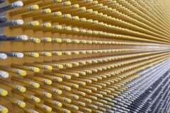 Geometric Field of Yellow Pencils in Chicago, Illinois