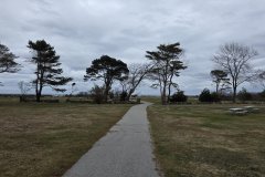 Coastal Park Pathway Leading Toward the Shore in Maine