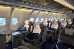 Early-Winter Interior of a Long-Haul Aircraft — Business Class Cabin, Lufthansa