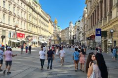 Pedestrian Life on Graben Street with Plague Column, Vienna, Austria