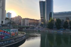 Sunset Along the Danube Canal with Urban Graffiti, Vienna, Austria