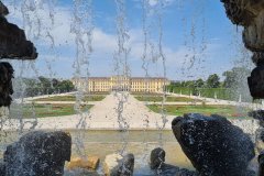 Schönbrunn Palace viewed from Neptune Fountain, Vienna, Austria