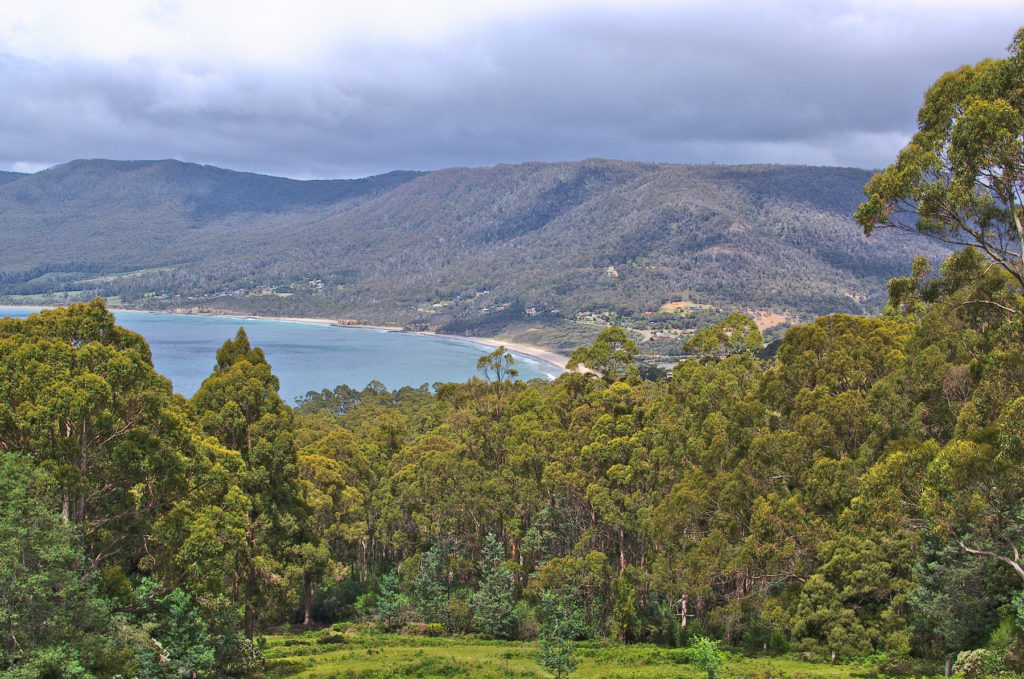 Eagle Hawk Neck and Pirates Bay in Tasmania, view from Forestier Peninsula