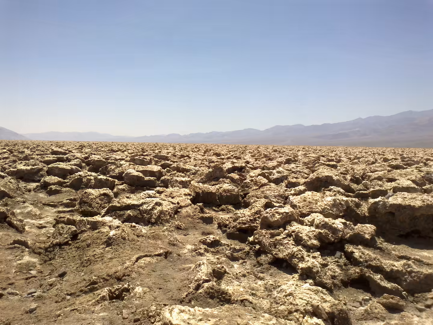 Cracked salt crust on the desert floor in Death Valley National Park