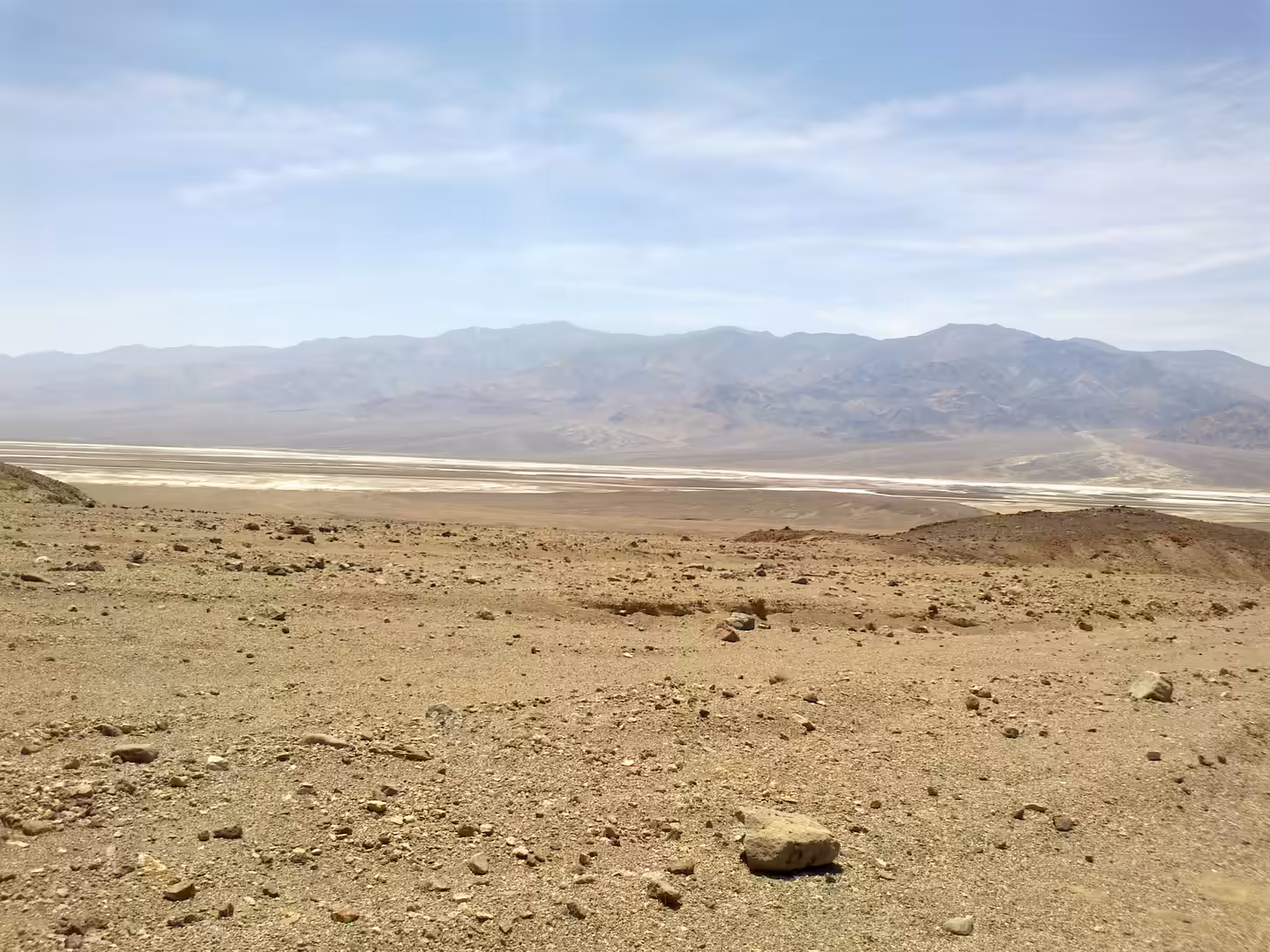 Overlook of Badwater Basin from high desert ridge in Death Valley National Park