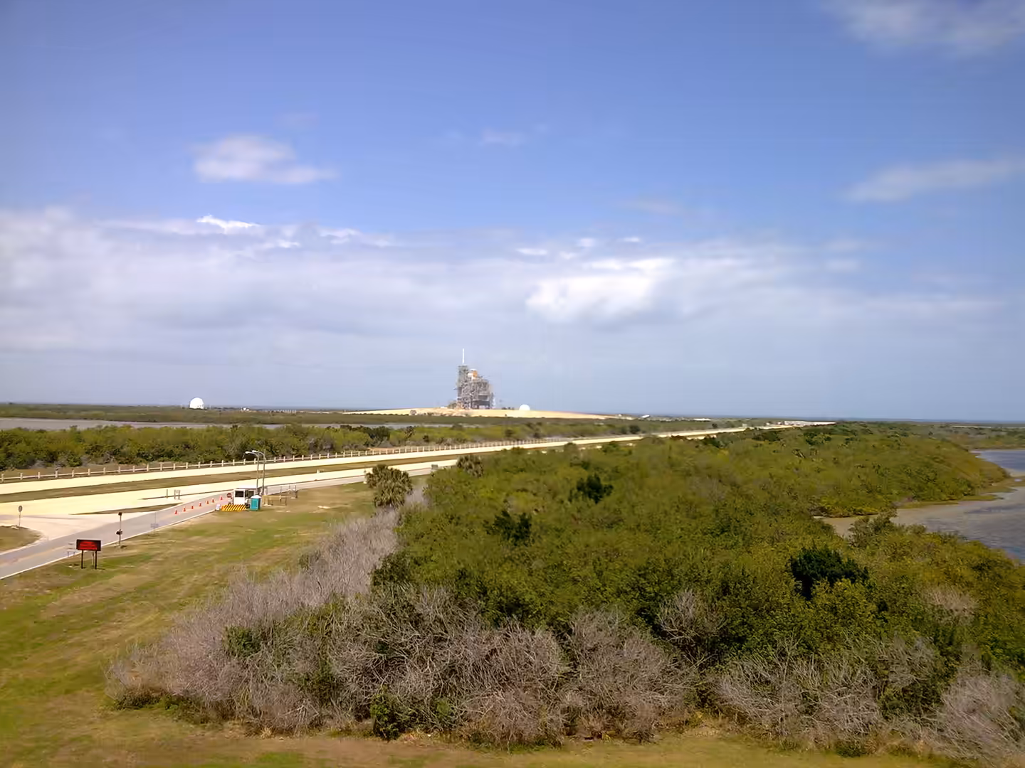 Space Shuttle on the launch pad at Kennedy Space Center in 2009.