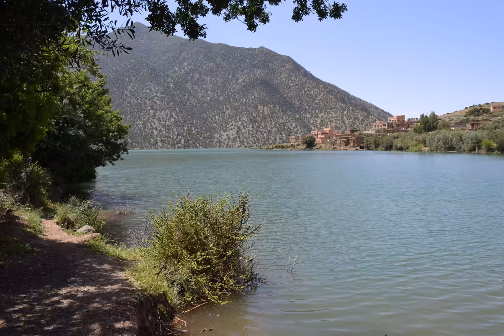 Lake and village in the Atlas Mountains