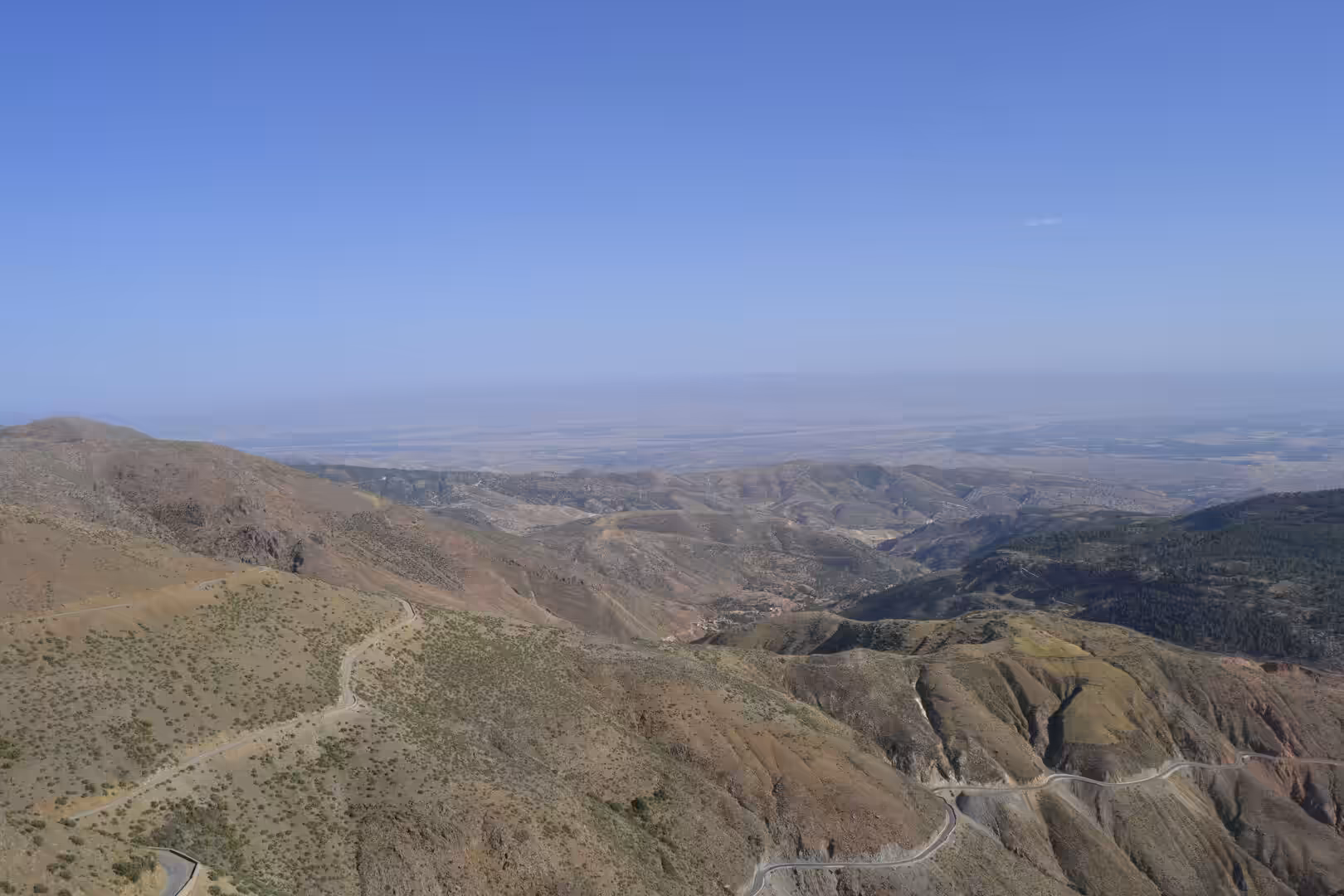 Mountain landscape with winding road in the Atlas Mountains