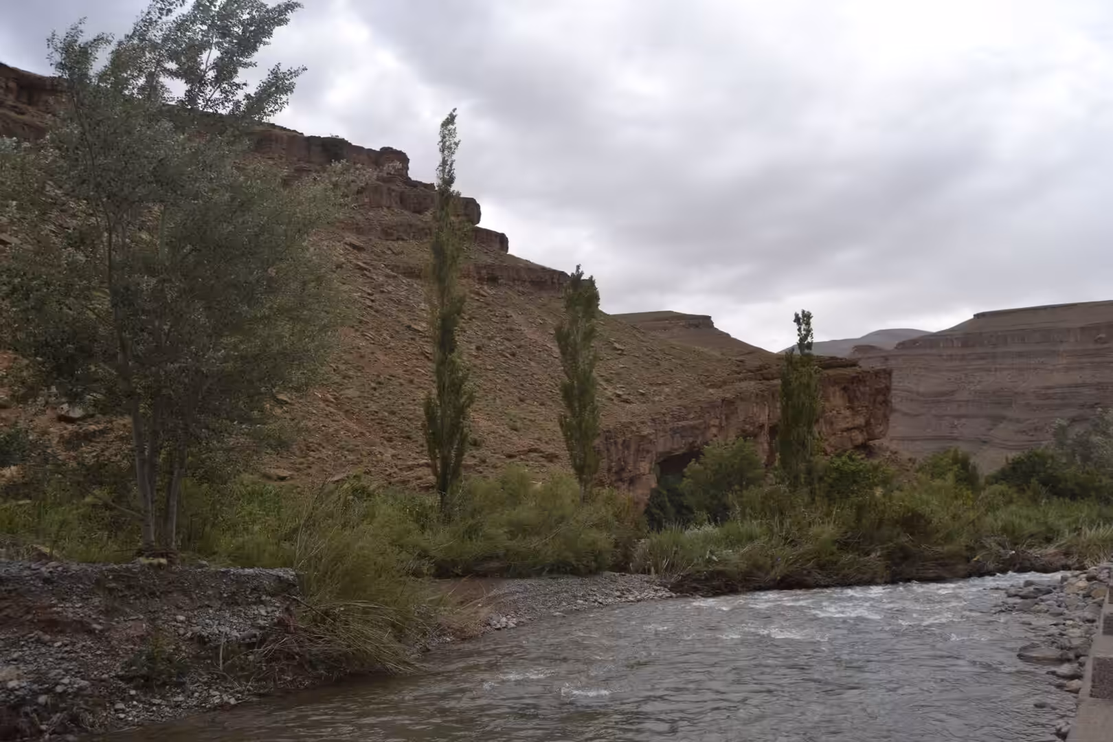 River flowing through rocky valley in Atlas Mountains