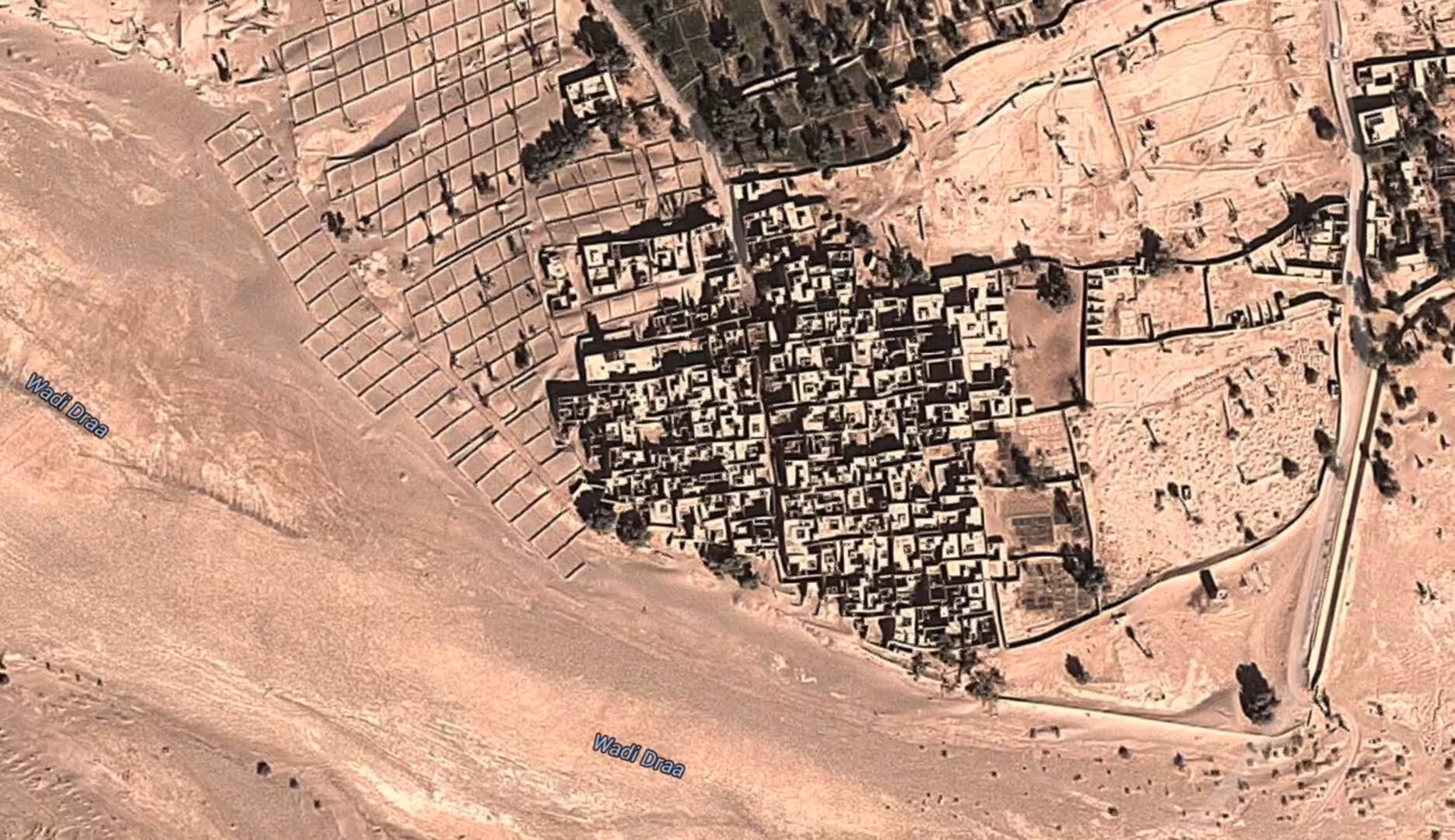 Satellite view of village near Wadi Draa