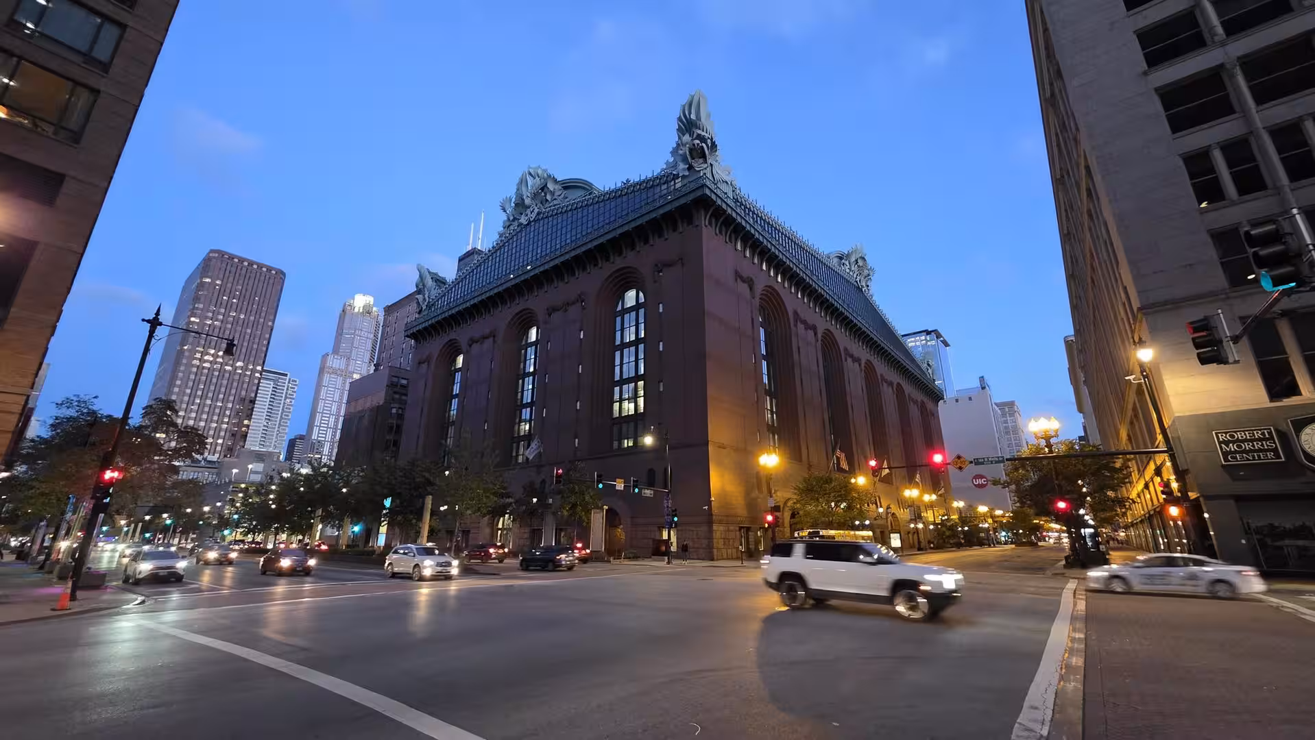 Historic Chicago Cultural Center at Blue Hour